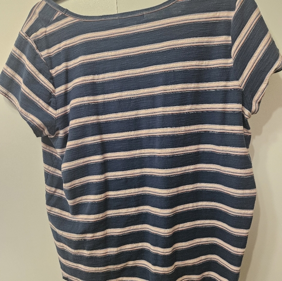 Chaps womens striped t-shirt size 2XL. Blue, pink, and white. - Picture 6 of 9